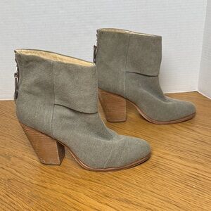 RAG & BONE Women's Classic Newbury Canvas Ankle Boots Stonewall Green Gray 40
